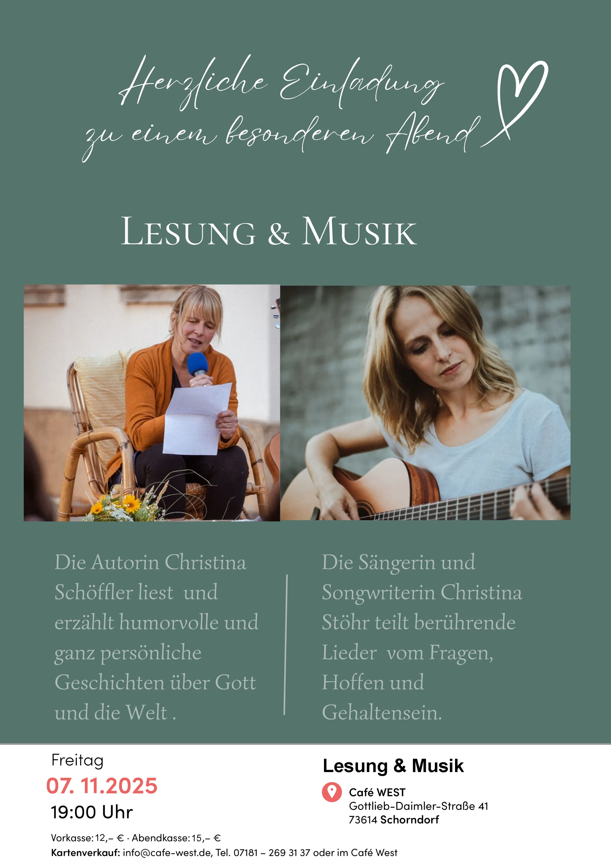 6. Autorenabend mit Christina Schöffler in Cafe West in Schorndorf